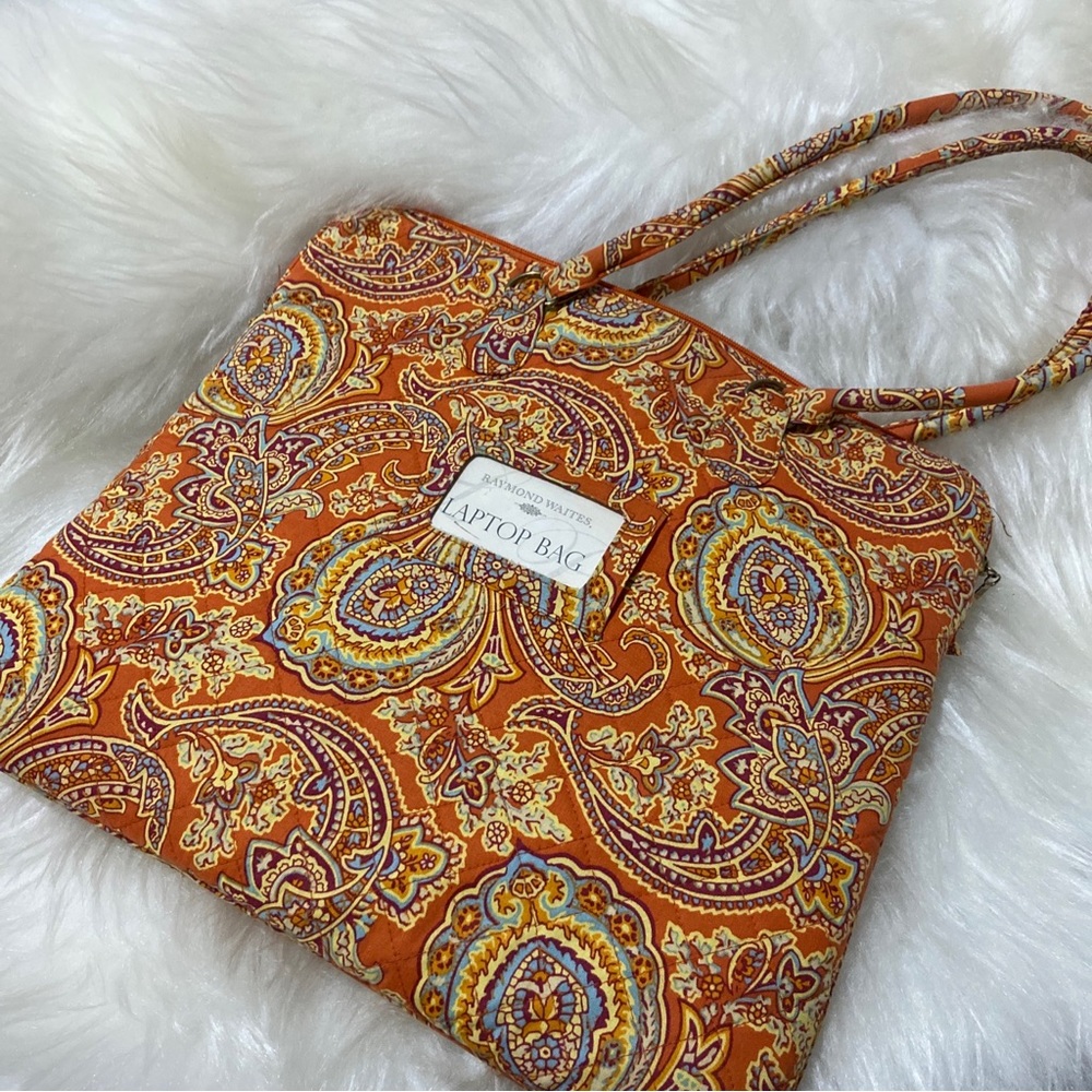 RAYMOND WAITES LAPTOP COMPUTER BAG WITH HANDLES 16 X 14 Orang FLORAL